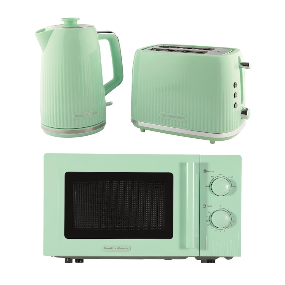 image 1 of Hamilton Beach Miami Kettle, Toaster & Microwave Set - Mojito Mint