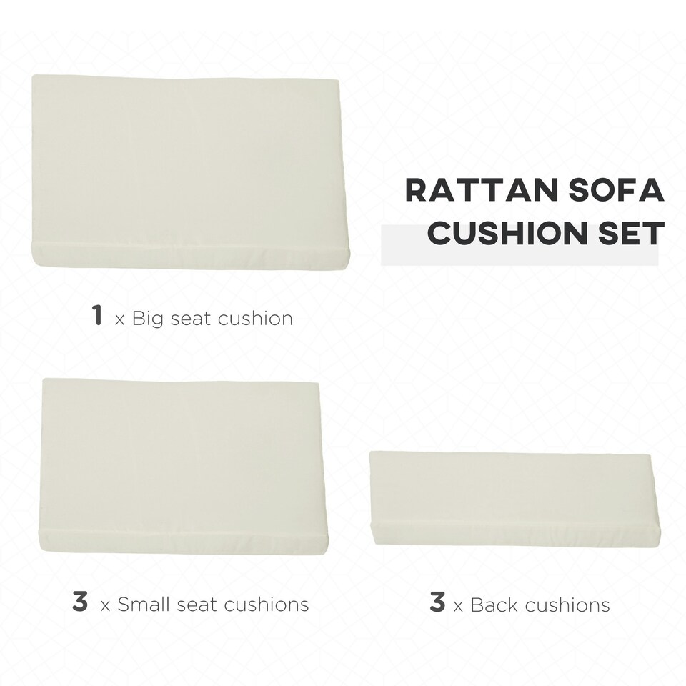 image 1 of Outsunny 3PCs Rattan Garden Seat Cushions Pads for Patio Furniture, Grey 