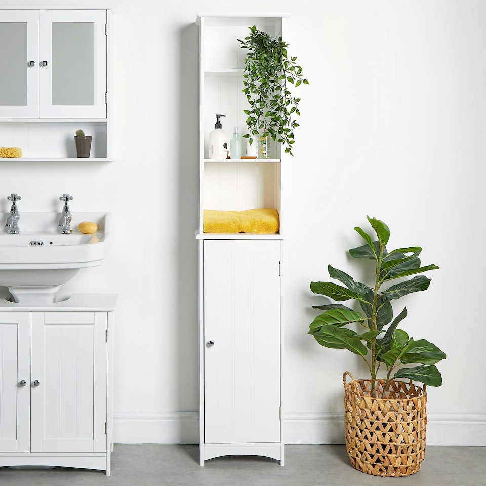 image 1 of VonHaus Holbrook White Tall Bathroom Cabinet Freestanding