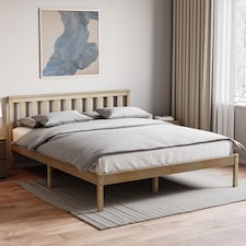 Vida Designs Milan 5ft King Size Bed Wood Frame, Low Foot End, Pine, 150 x 200cm