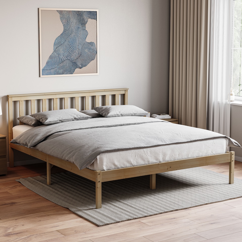 image 1 of Vida Designs Milan 5ft King Size Bed Wood Frame, Low Foot End, Pine, 150 x 200cm