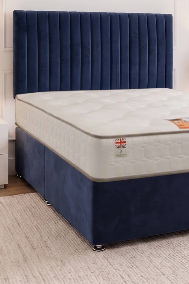image 1 of Emily Plush Velvet Divan Bed Set with Mattress No Drawers and Headboard