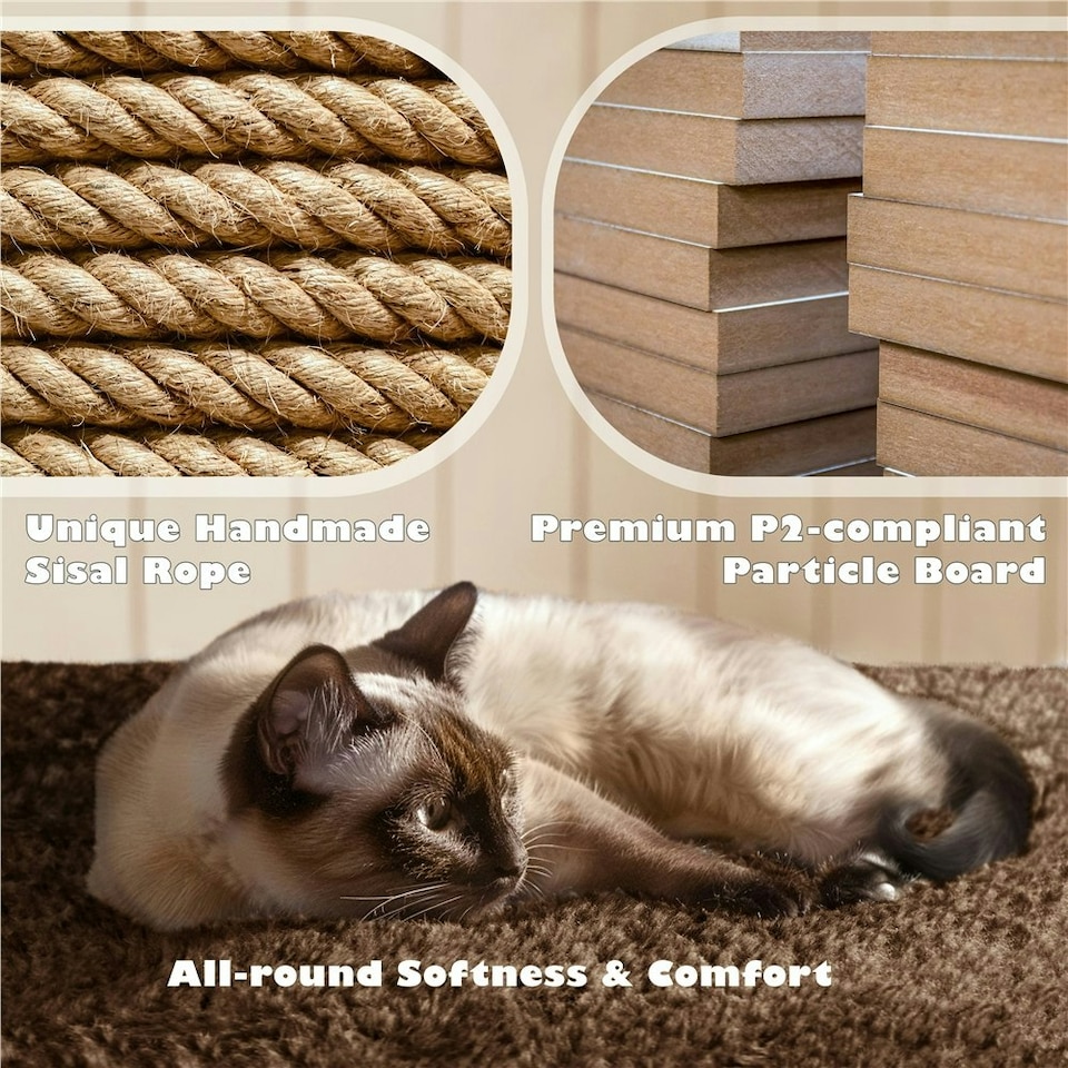 image 1 of Yaheetech 137cm Tall Cat Tree with Scratching Posts Brown