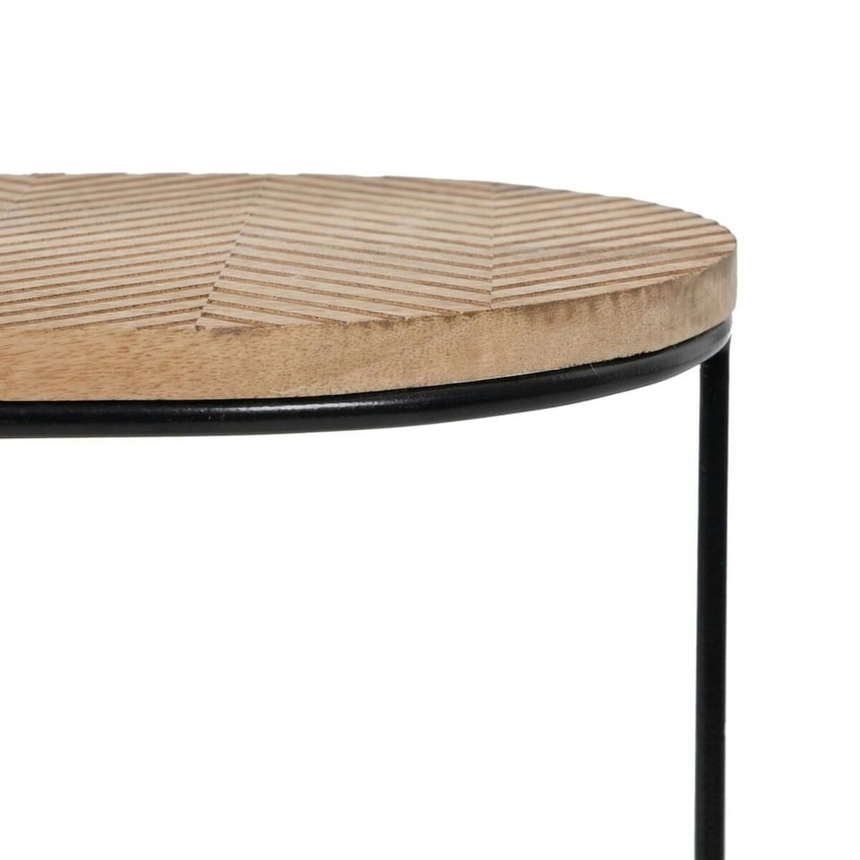 image 1 of Side table 60 x 39,5 x 60 cm Natural Black Metal Wood (2 Units) N/A