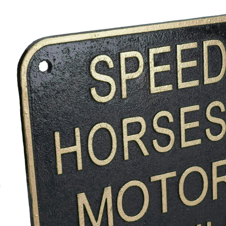 image 1 of Speed Limit For Horses Cast Iron Sign Plaque Door Wall House Gate Motor Vehicle