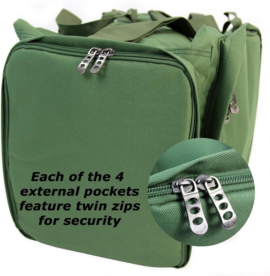 image 1 of Actiaspet Large Fishing Tackle Bag Green 4 Compartment Carryall 75 x 35 x 37 cm