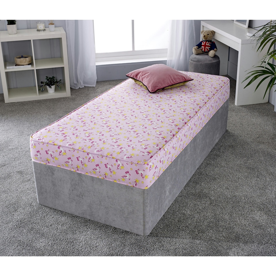image 1 of Kids Range Pink Unicorn Mattress - 6.5" Deep, Soft Quilted Sleep Surface | Pink | Single