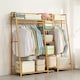 image 5 of Living and Home Trapezoid Bamboo Garment Rack with Tiered Storage Shelves | Brown