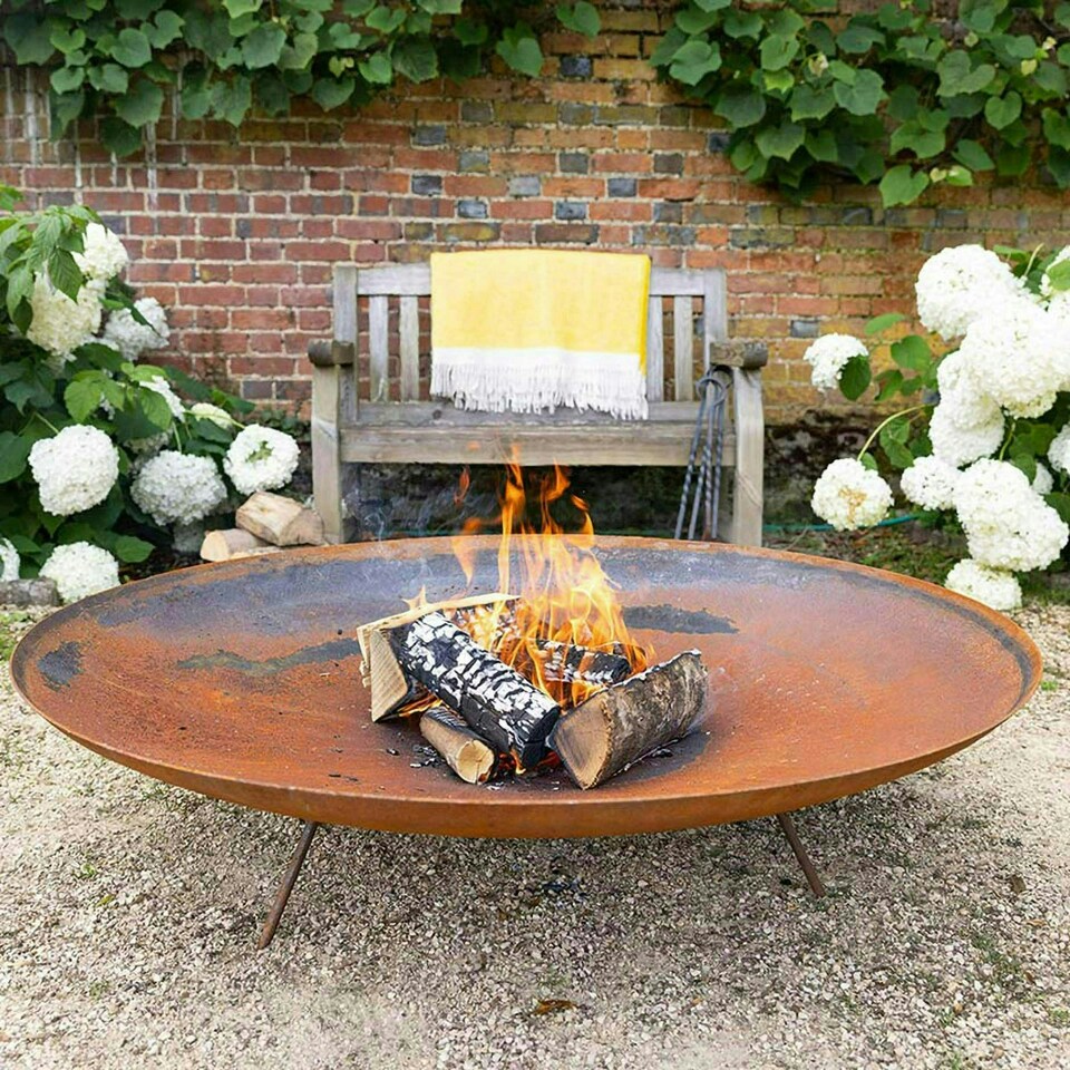 image 1 of Corten Steel Fire Pit & Outdoor Water Bowl Round 120cm