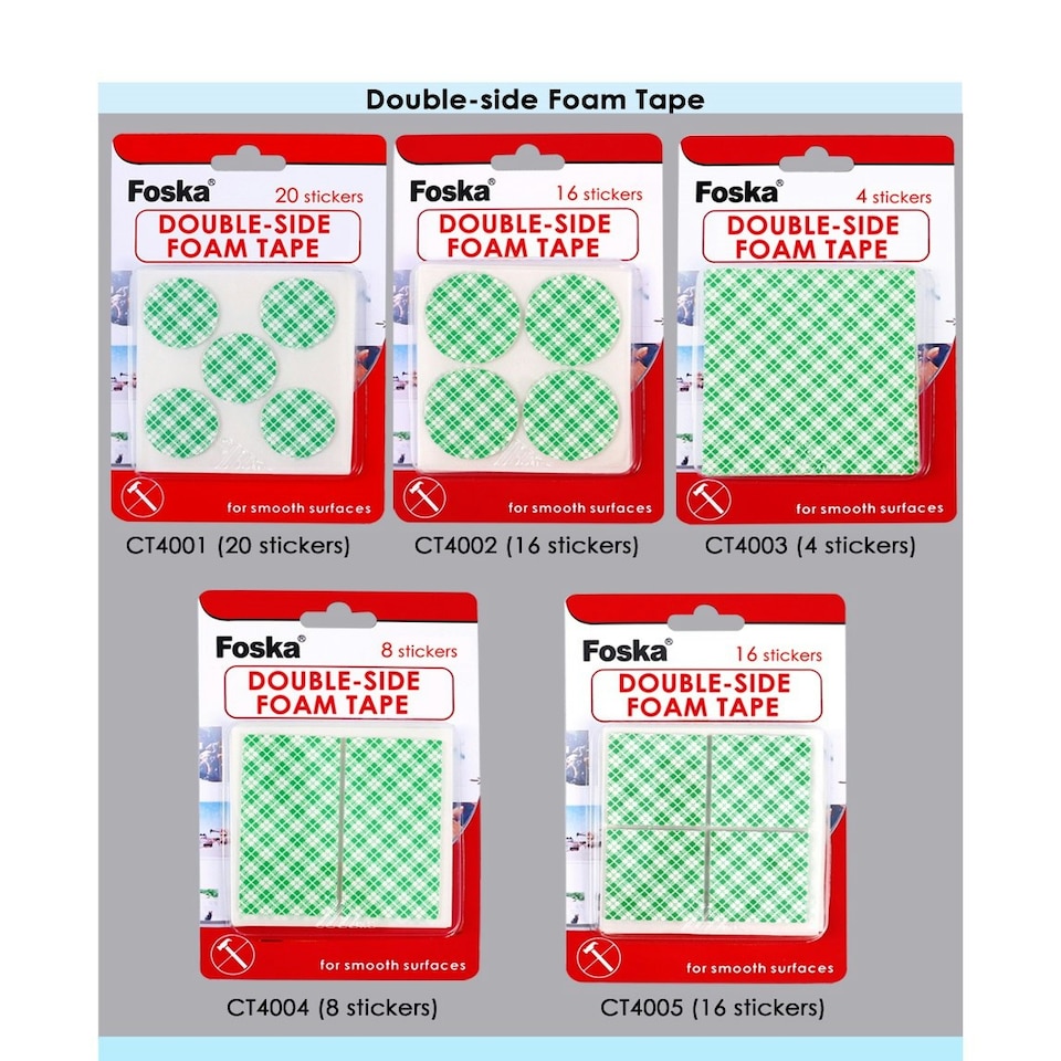image 1 of Pack of 16 Double-Sided Foam Adhesive Tape 35 x 35mm