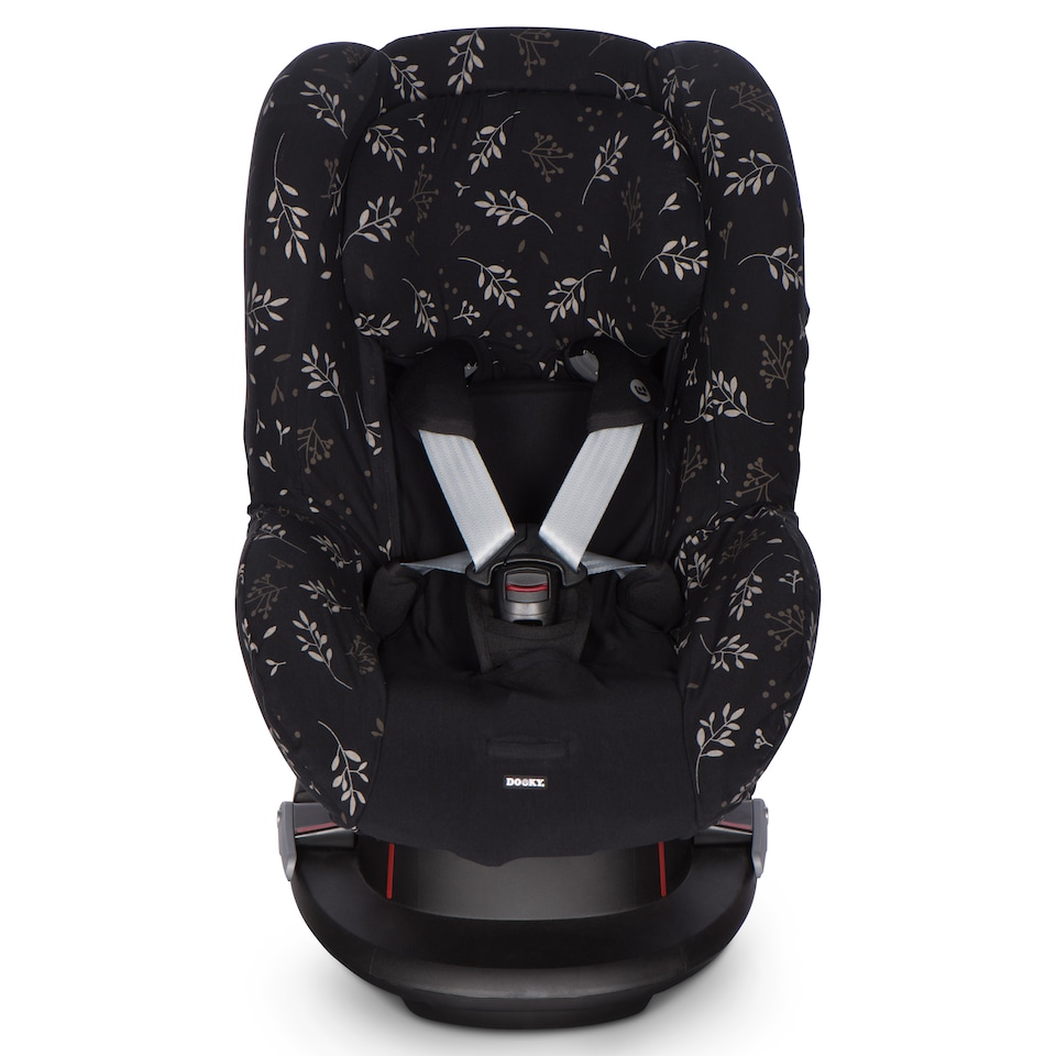 image 1 of Dooky Group 1+ Baby Car Seat Cover, Universal Cotton 9-18kg, Romantic Leaves Black