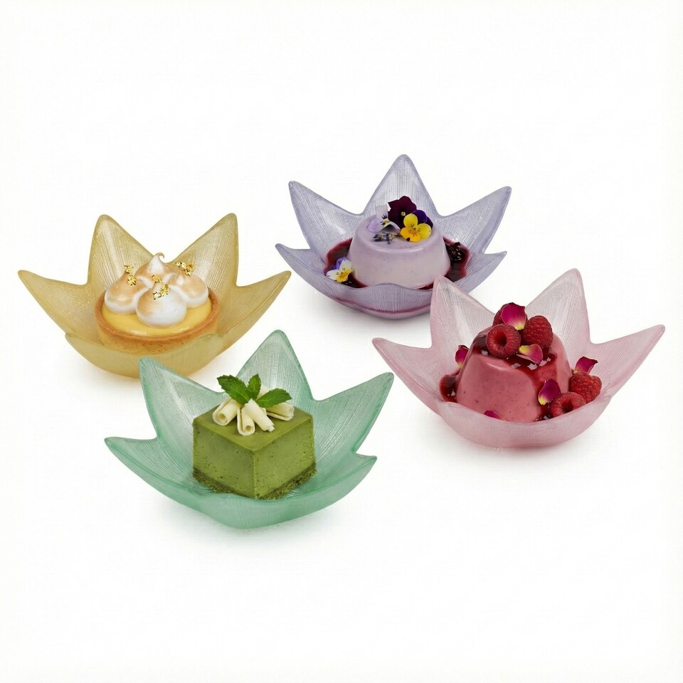 image 1 of Glass Star Shaped Nibble Bowls Decorative Serving Dishes | Multi | Two of each colour (8 Set)