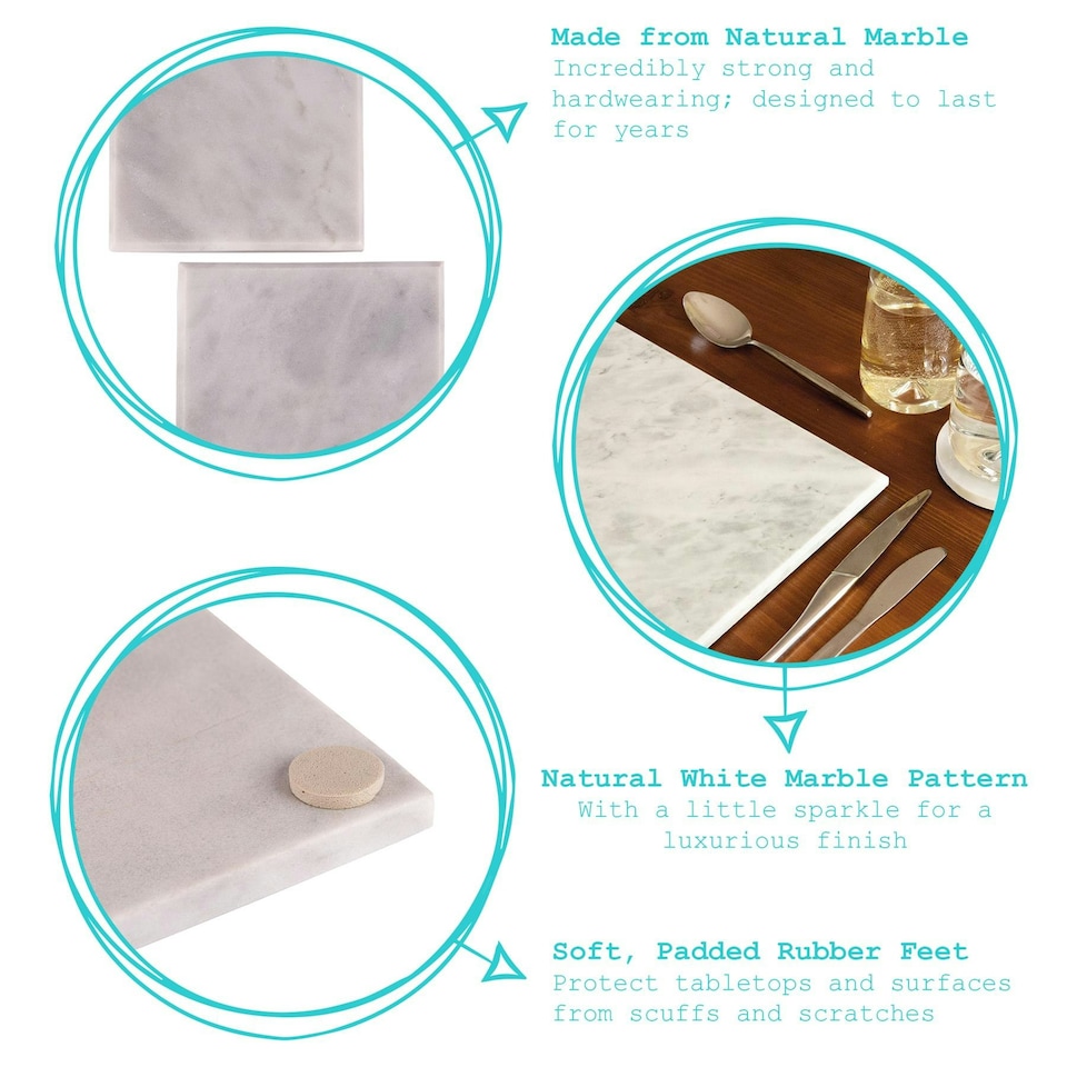 image 1 of Argon Tableware Rectangle Marble Chopping Board - 30 x 20cm White