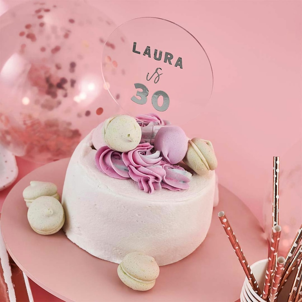 image 1 of Silver Customisable Acrylic Cake Topper