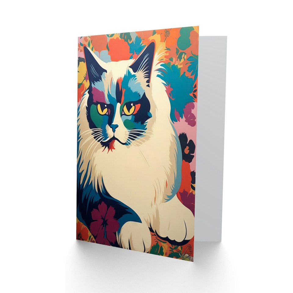 image 1 of Ragdoll Cat Lover Pet Portrait for Wife Her Art Card