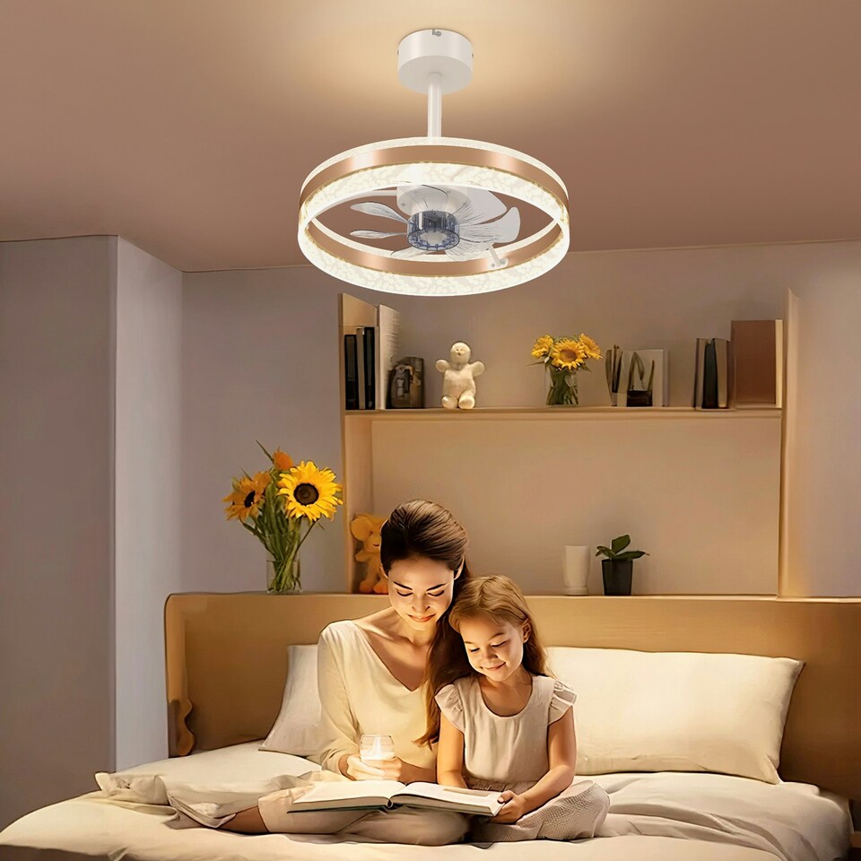 image 1 of HOMCOM Ceiling Fan Light with 3 Colour, Timer, Reversible, Remote, Gold