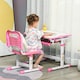 image 2 of HOMCOM Kids Desk and Chair Set Adjustable Tiltable with Drawer Pen Slot Hook | Pink