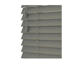130cm Smooth Grey Smooth Finish Faux Wood Venetian Blinds with Strings (120cm Drop) Grey | Grey