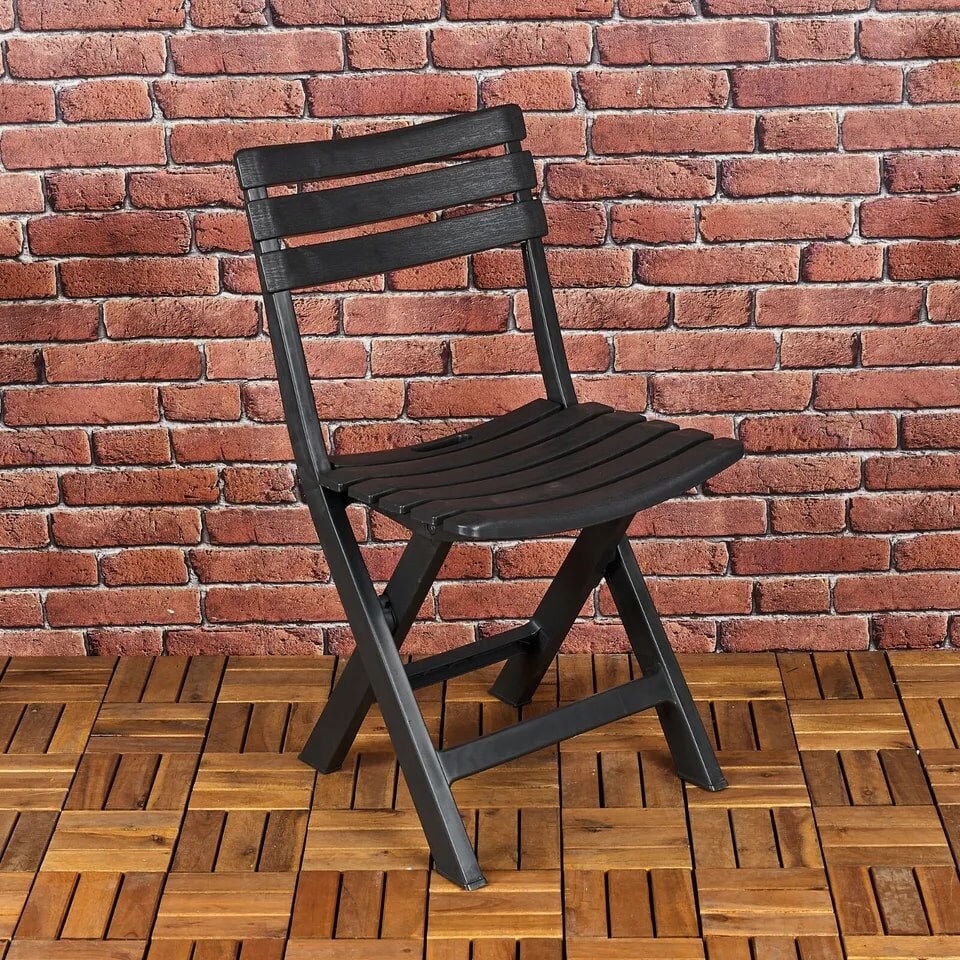 image 1 of Collapsible Folding Garden Chair Set - Camping Patio Lounge Seat | Grey | 6