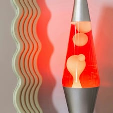 ValueLights Razzo Lava lamp Clear Silver Illuminated Decoration and Integrated LED 1W Pink Bulb