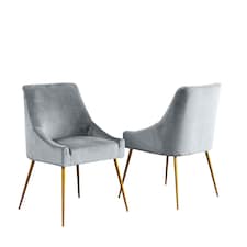 Set of 2 Lograto Velvet Dining Chairs - Silver