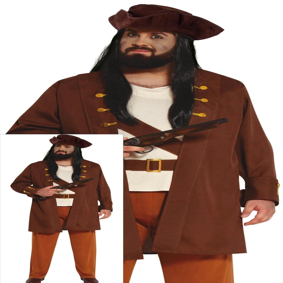 image 1 of Fancy Dress Adult Pirate Captain Brown Beige - M