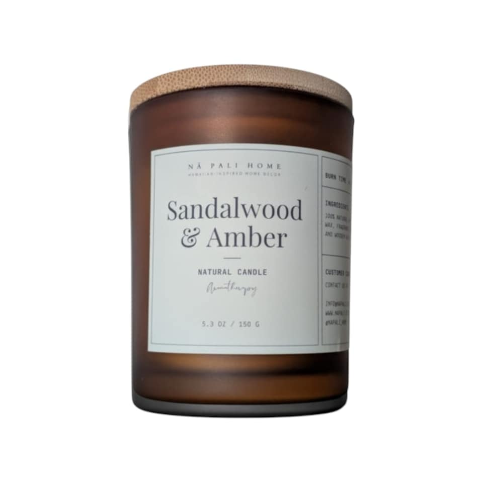 image 1 of NĀ PALI Handcrafted Candle | Aromatherapy | SANDALWOOD & AMBER Brown | One Size