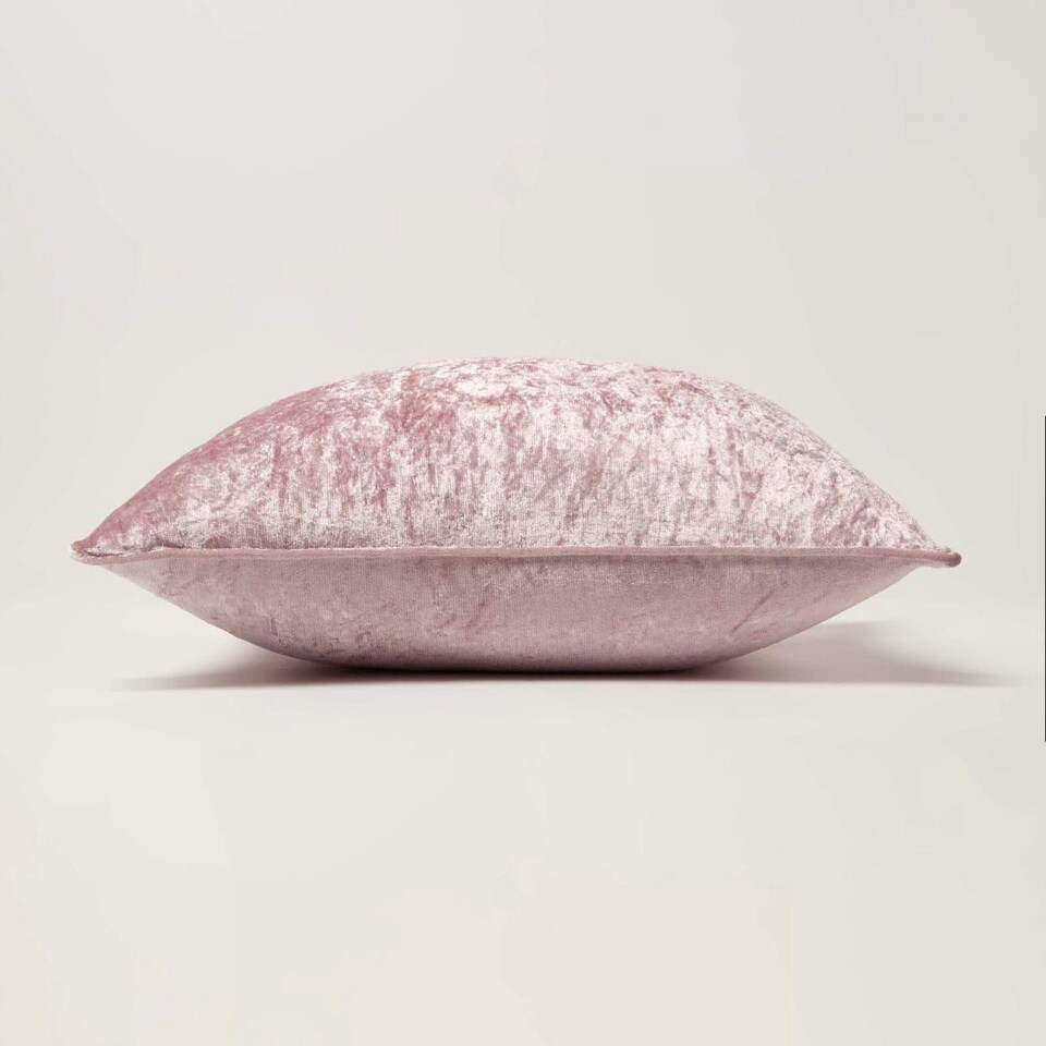 image 1 of Homescapes Pink Luxury Crushed Velvet Cushion Cover - 60 x 60 cm Pink