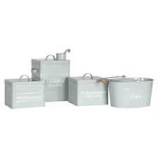Harbour Housewares 4 Piece Vintage Metal Utility Canisters Set - Grey | Grey | Grey | 4
