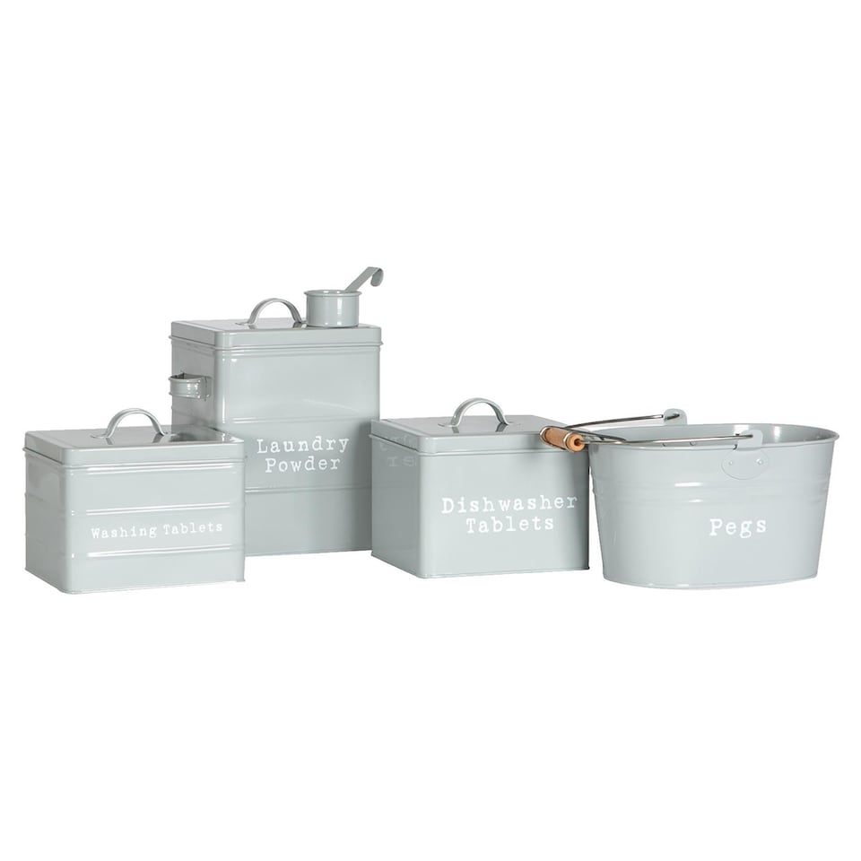 image 1 of Harbour Housewares 4 Piece Vintage Metal Utility Canisters Set - Grey | Grey | Grey | 4
