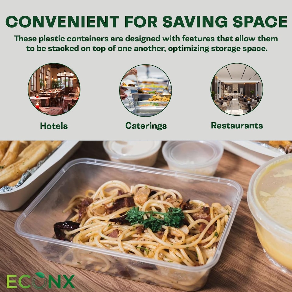 image 1 of ECONX 500ml Plastic Food Storage Containers With Lids Microwave & Freezer Safe Takeaway Reusable Food Containers x 25pk