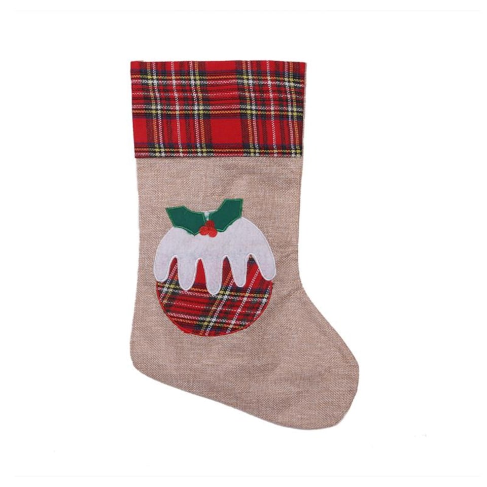image 1 of Christmas Pudding Design Stocking , Novelty Festive Stocking for Fireplace & Christmas Displays