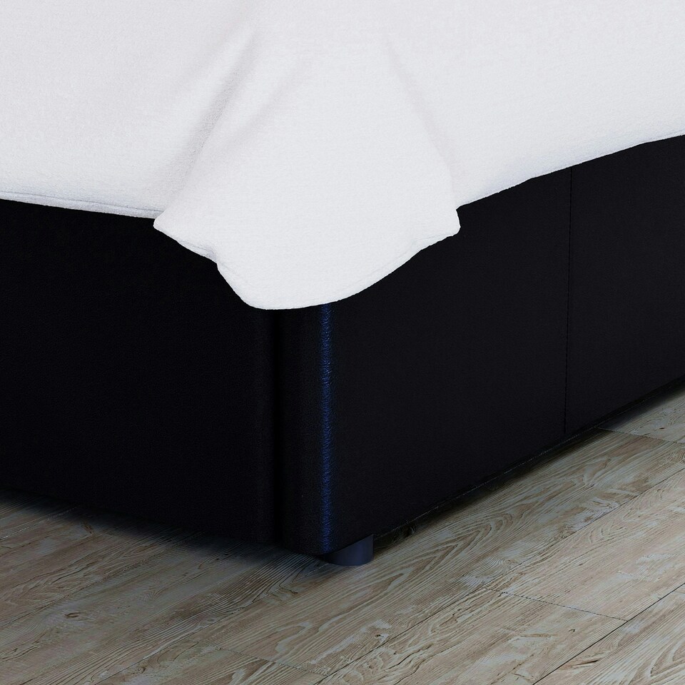 image 1 of Vida Designs Lisbon 4ft Small Double Size Ottoman Bed Storage Faux Leather, Black, 120 x 190cm