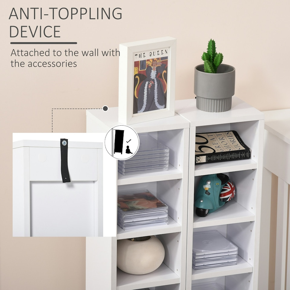 image 1 of HOMCOM Set of 2 CD Storage Units with Adjustable Shelves White