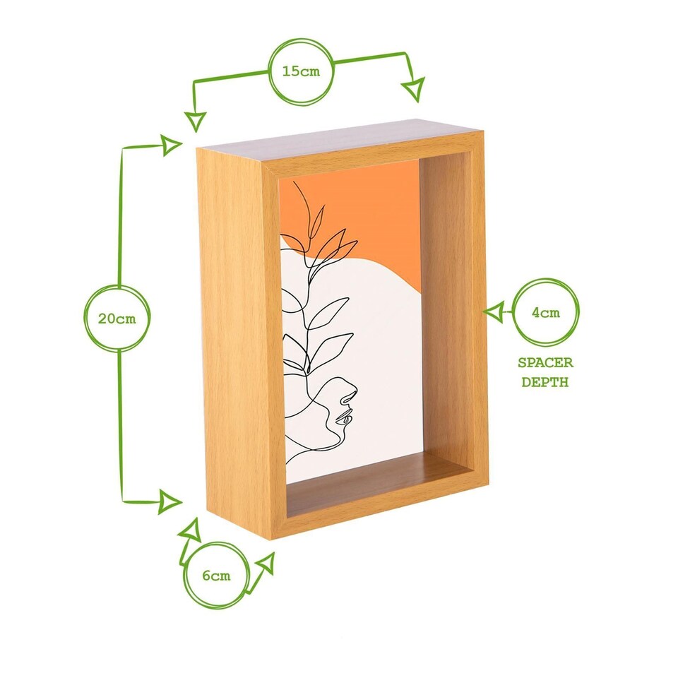 image 1 of Nicola Spring 5 x 7" Deep Photo Frames - Light Wood - 3D Deep Box Picture Frame Portrait Display Case (20 x 15cm) - Set of 2