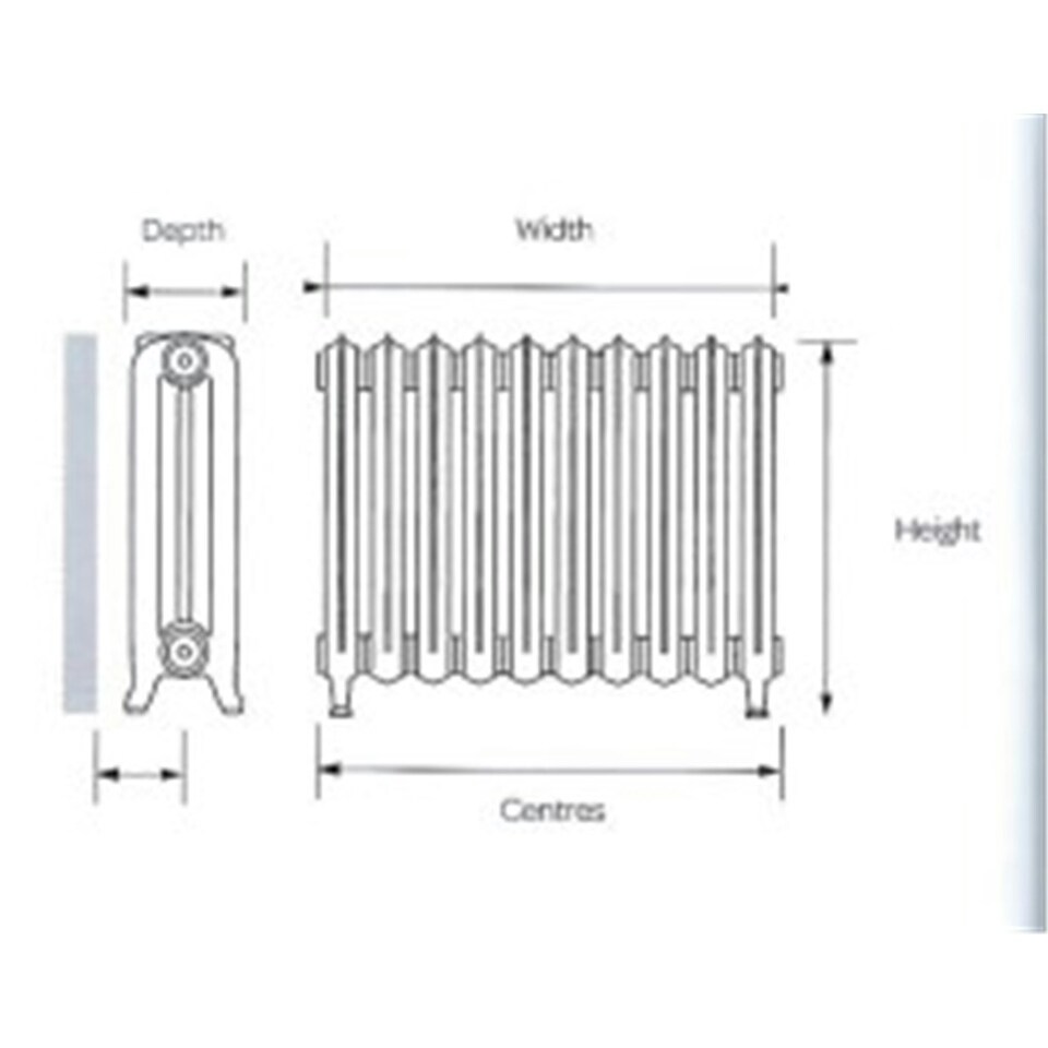 image 1 of 760mm (H) x 1260mm (W) - Cast Iron Horizontal Radiator (Rome) - (0.76m x 1.26m) - Depth 144mm