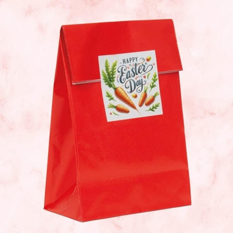 image 1 of Happy Easter Carrots Square Stickers 65mm - Sheet of 12