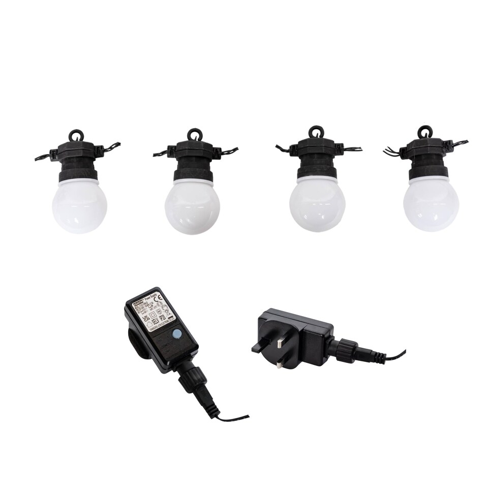 image 1 of Set of 20 Indoor Outdoor Connectable Party Festoon Lights with Cool White LEDs