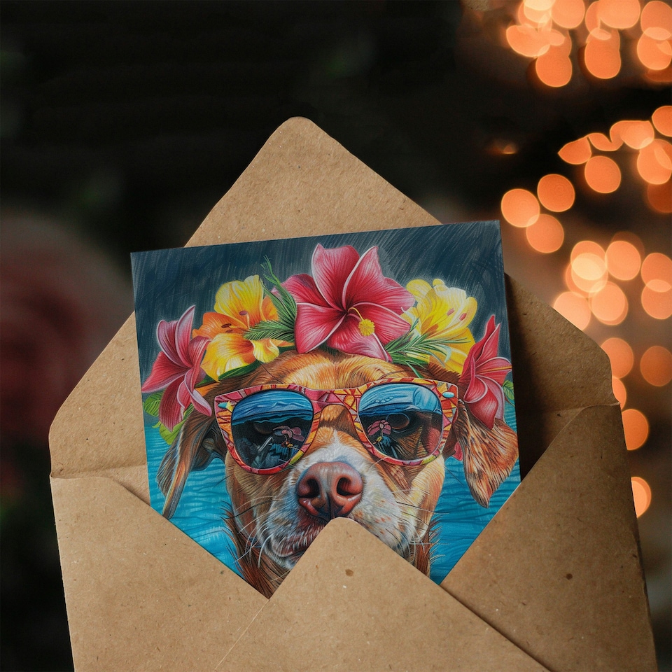 image 1 of Nova Scotia Tolling Retriever Vacation Woman Dog Flowers Birthday Card