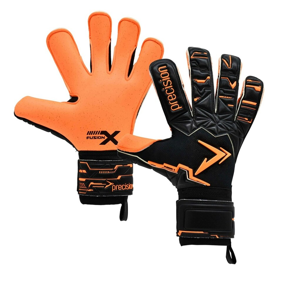image 1 of Precision Unisex Adult Fusion X Pro Surround Quartz Goalkeeper Gloves - Black/Fluorescent Orange - 10