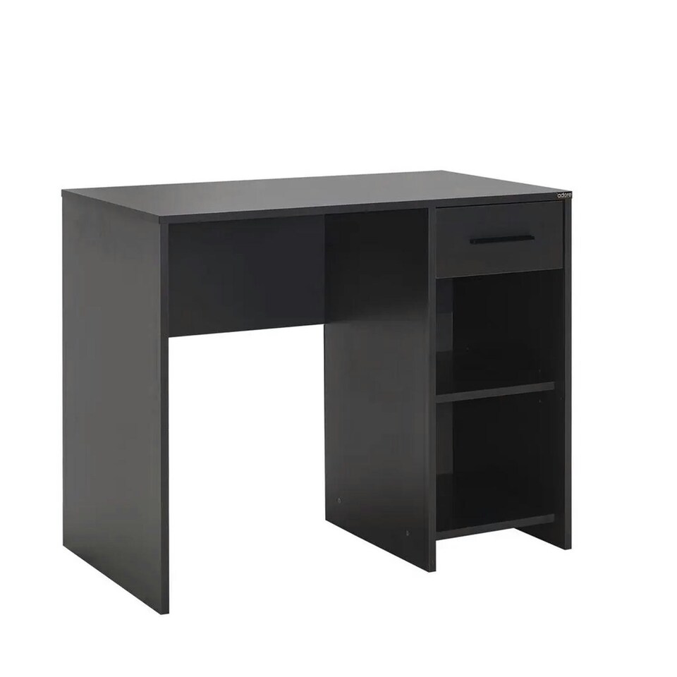 image 1 of Adore Anthracite Grey Study Desk with Drawer & Shelves Grey