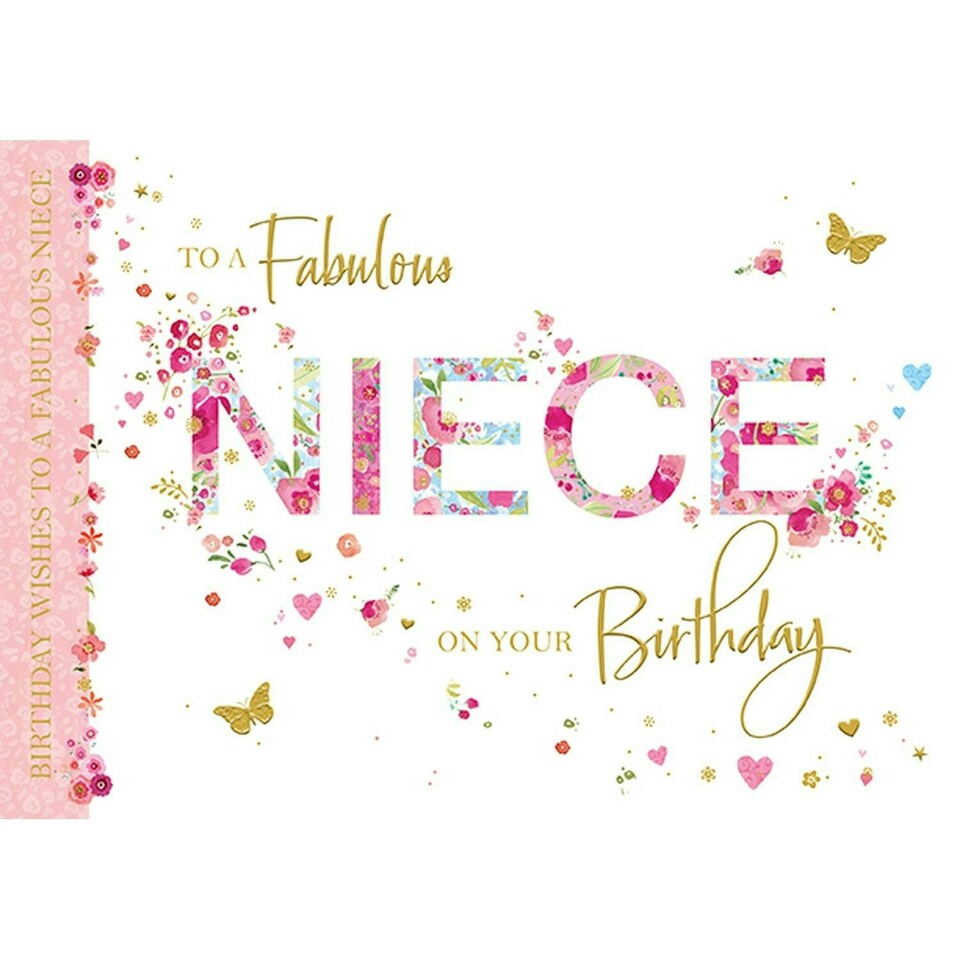 Words 'n' Wishes Traditional Niece Birthday Card, Birthday Card Niece, Multi-Coloured 22 x 15.8 cms