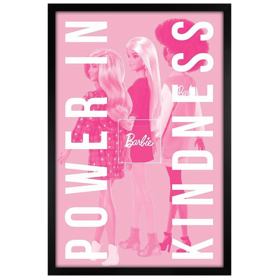 image 1 of Black Wooden Framed Barbie Power In Kindness Maxi Poster