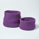 image 5 of Homescapes Deep Purple Cotton Knitted Round Storage Basket - 37 x 21 cm Purple | M