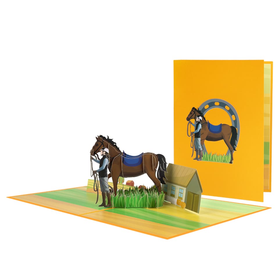 image 1 of Barnside Bond Horse & Rider 3D Pop Up Greeting Card