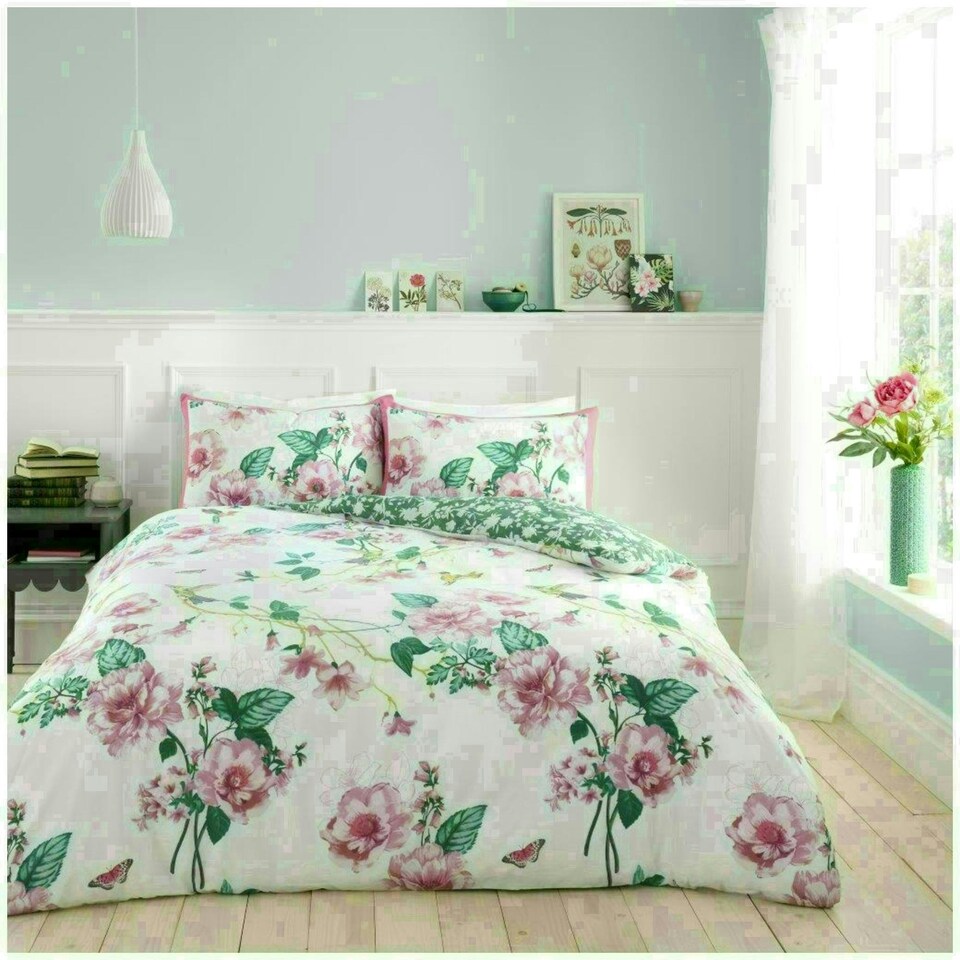 image 1 of Delsie Floral Printed Duvet Cover Set Reversible Polycotton Beddings Multi | Double