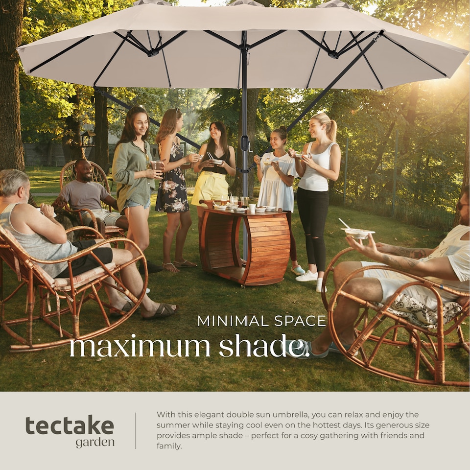 image 1 of Parasol Silia - extra wide, 460 x 270 cm, height-adjustable, cover included | Cream | beige | 460 x 270 x 241 cm | 1