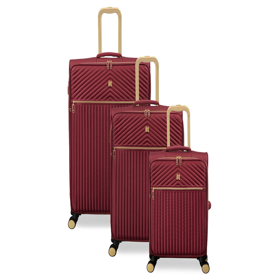 image 1 of IT Luggage Esplanade Rumba Red 3pc Suitcase Set Red