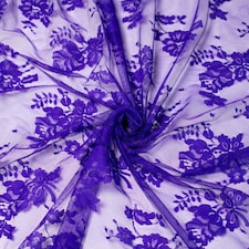 Purple Chantilly Tulle Lace Fabric for Bridal, Dressmaking, 130cm / 51" Wide - per metre