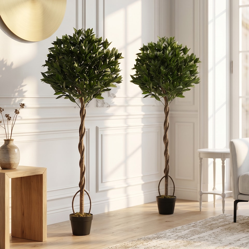 image 1 of Outsunny Realistic Lush Topiary Ball Tree with Twisted Trunk, Green